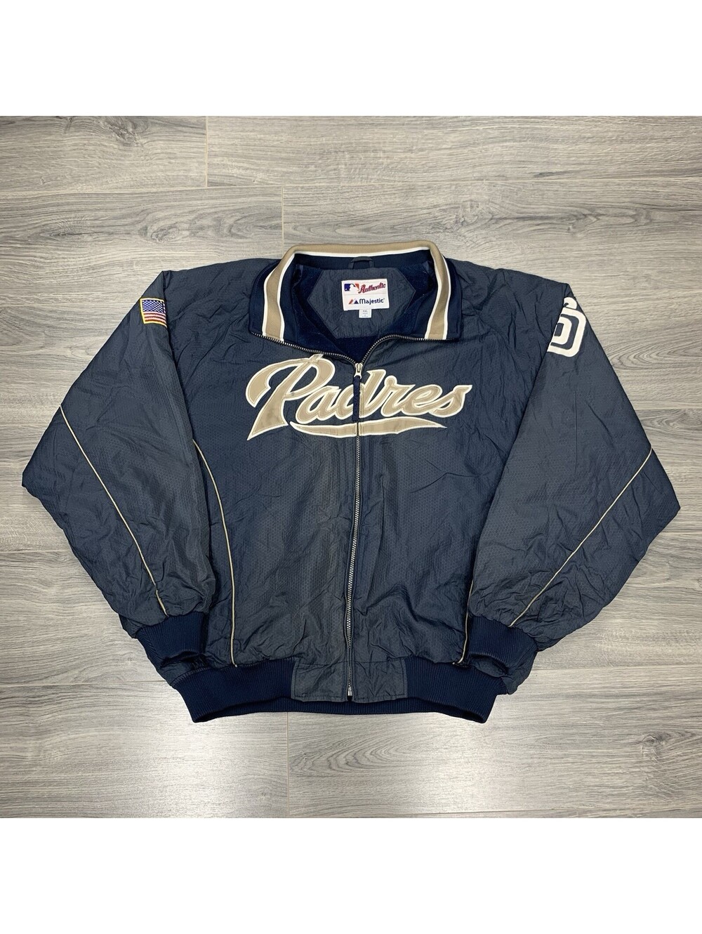 Vintage Majestic San Diego Padres Dugout Jacket XXL Rare Men’s Navy Blue Zip Up